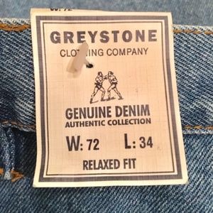 Greystone Designer Big & Tall Plus Sized Mens Genuine Denim Jeans  W:72" x L:34"